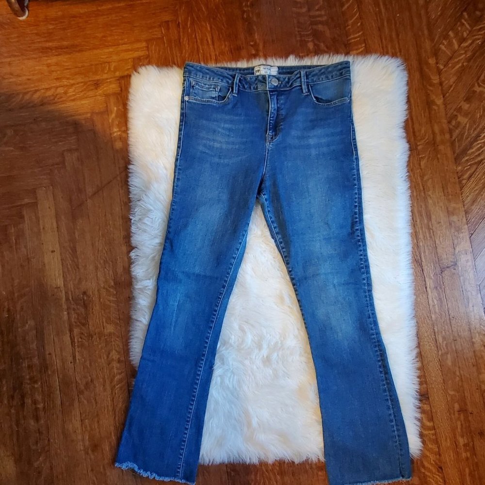 Free People jeans womens W 31 raw hem high waist crop #2